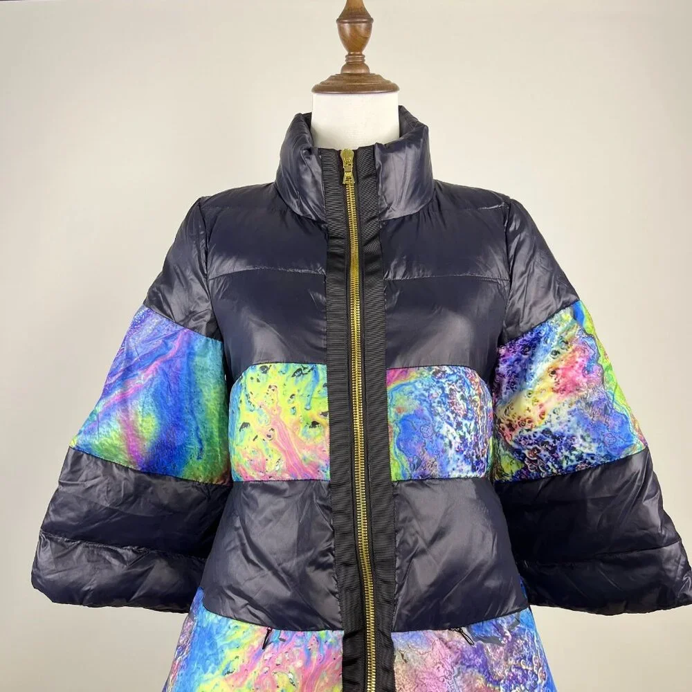 NWOT MSGM Women's Down Puffer Jacket Size S Three-Quarter Sleeve - Picture 3 of 16